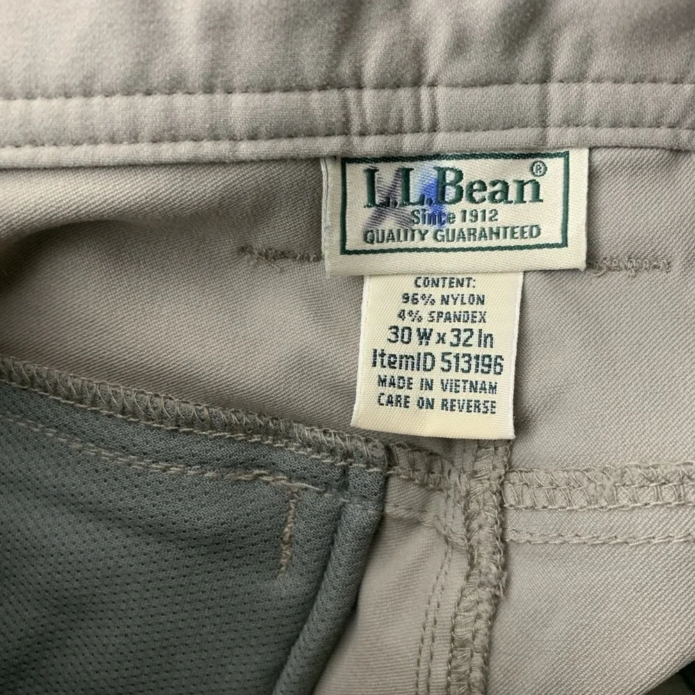 LL Bean Men‎ Size 30 x 32 Pants Beige Slim Straight Nylon Venture Stretch Brown